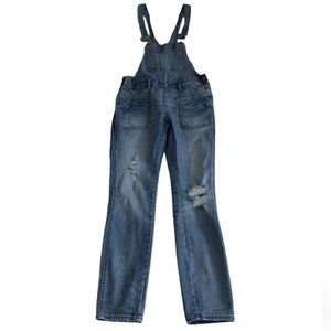 Madewell XS Skinny Overalls Adrian Wash Distressed Blue Jean Overalls